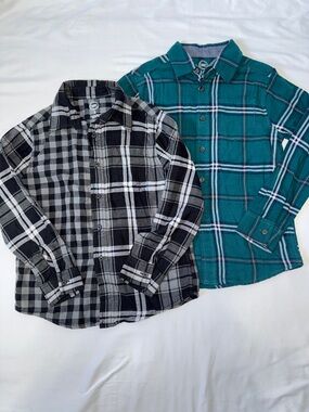 Set of 2 Boys Plaid Button-Down Shirts